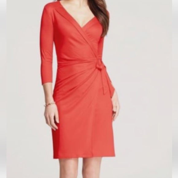 Ann Taylor Dresses & Skirts - Ann Taylor Vibrant Red Long Sleeve Wrap Dress- NWT-‎ retail 129